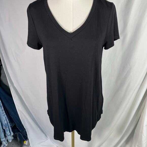 Cupio Black V-Neck Tunic‎ Tee Shirt Womens M Soft Stretch Short Sleeve Basic Top - Picture 12 of 12